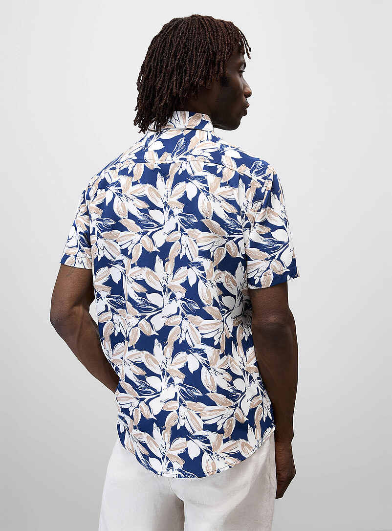Report Collection: La chemise feuillage abstrait <b>Coupe r&eacute;guli&egrave;re</b> Bleu marine - Bleu nuit pour homme