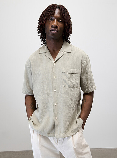Linen-blend camp shirt <b>Regular fit</b>
