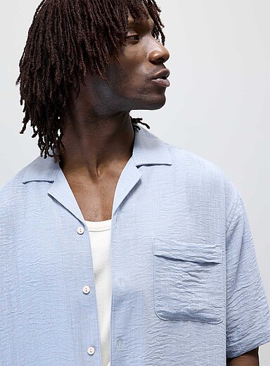 Linen-blend camp shirt <b>Regular fit</b>