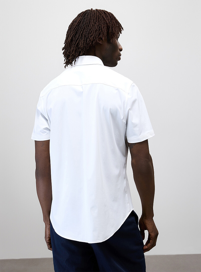 Le 31 Baby Blue Stretch weave minimalist shirt <b>Regular fit</b> for men