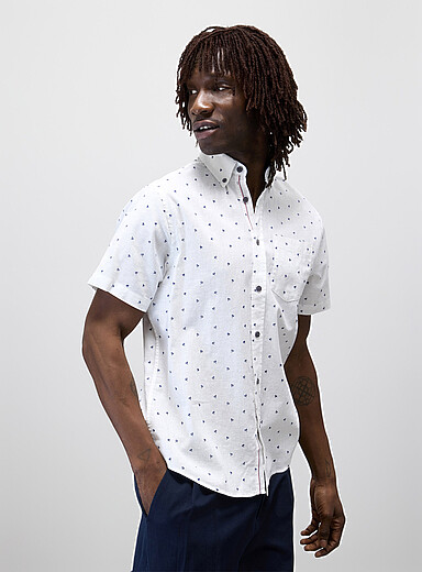 La chemise coton et lin minimotifs <b>Coupe r&eacute;guli&egrave;re</b>