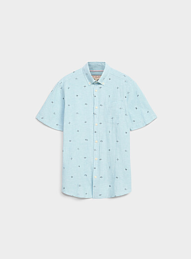 La chemise coton et lin minimotifs <b>Coupe r&eacute;guli&egrave;re</b>