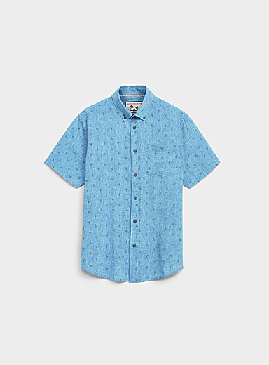 Mini-pattern cotton-linen shirt <b>Regular fit</b>