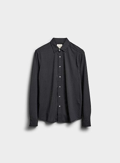 Report Collection: La chemise micro mosa&iuml;que <b>Coupe r&eacute;guli&egrave;re</b> Noir pour homme