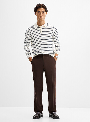 Victor Emmanuel: Le pantalon extensible Vance <b>Coupe moderne</b> Brun pour homme