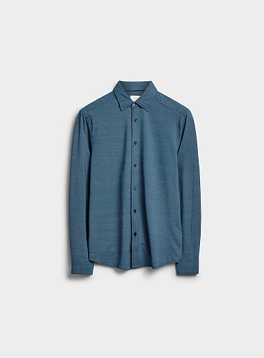 Report Collection: La chemise micro mosa&iuml;que cercle <b>Coupe r&eacute;guli&egrave;re</b> Bleu pour homme