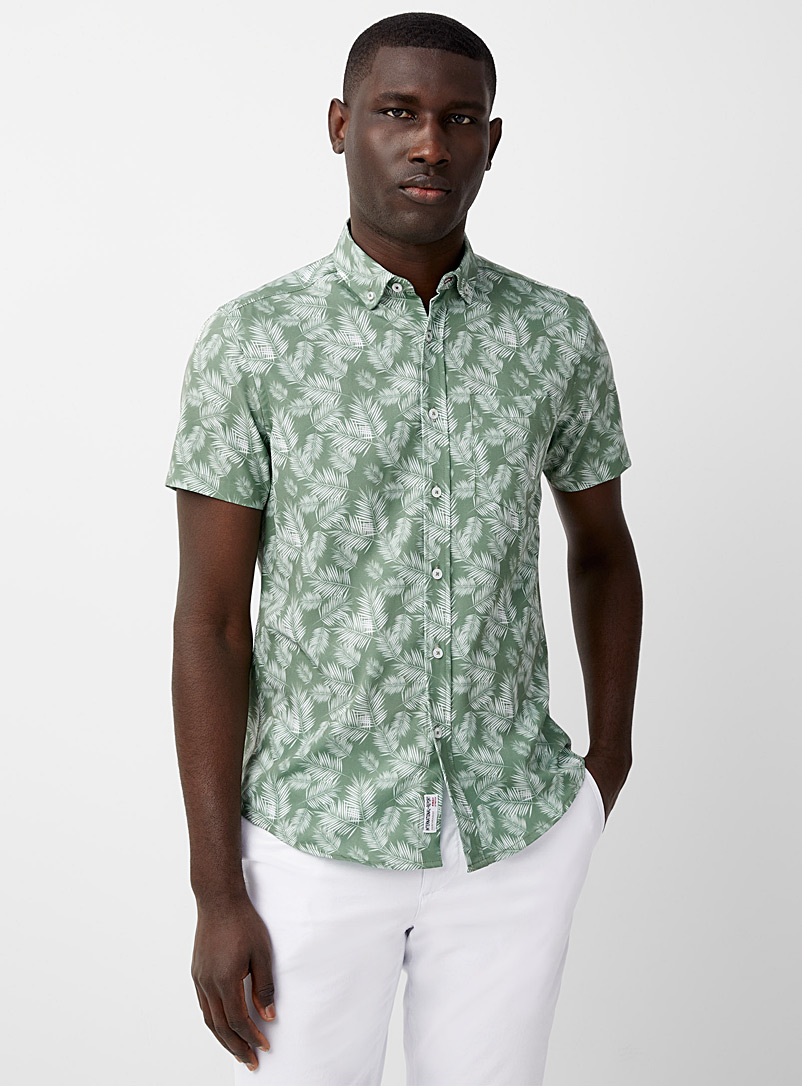 Report Collection Green Tropical foliage shirt Comfort fit for men