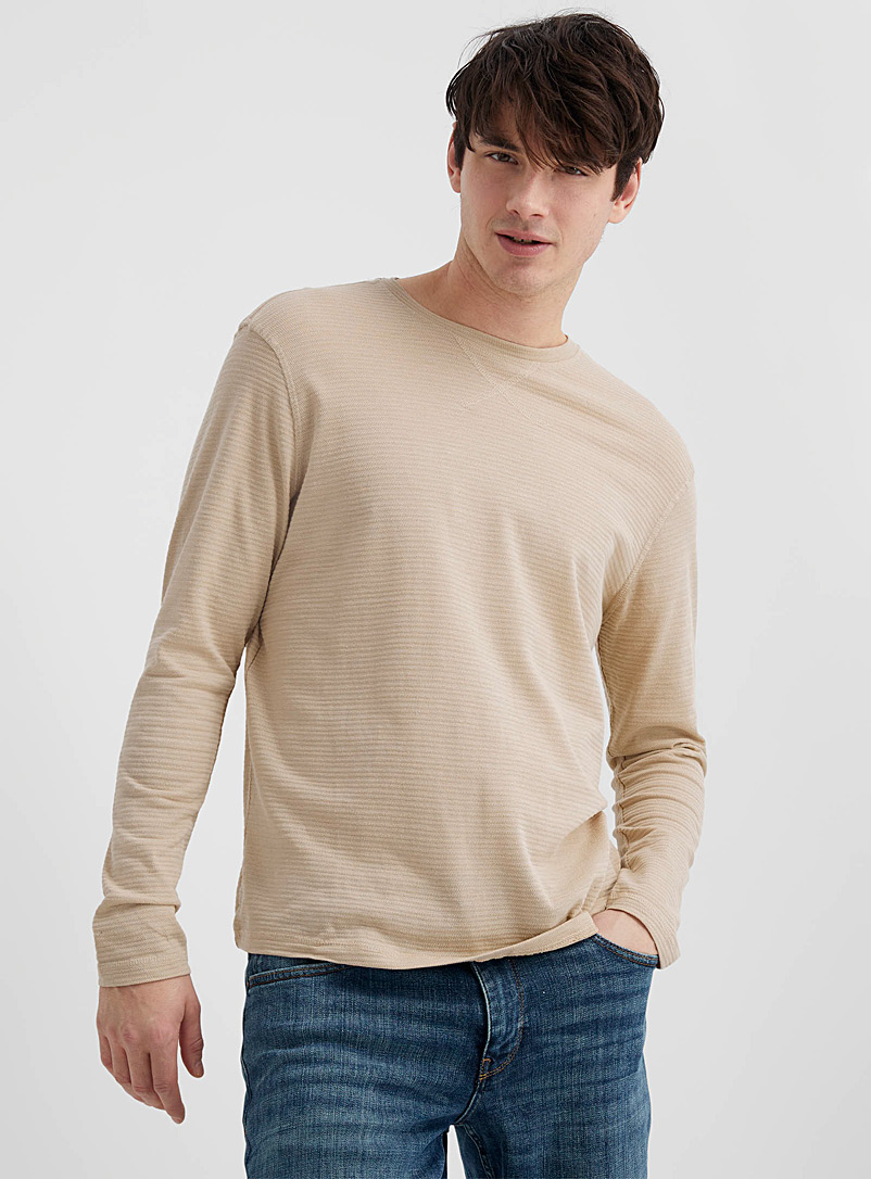 Report Collection Ecru/Linen Textured jacquard T-shirt for men