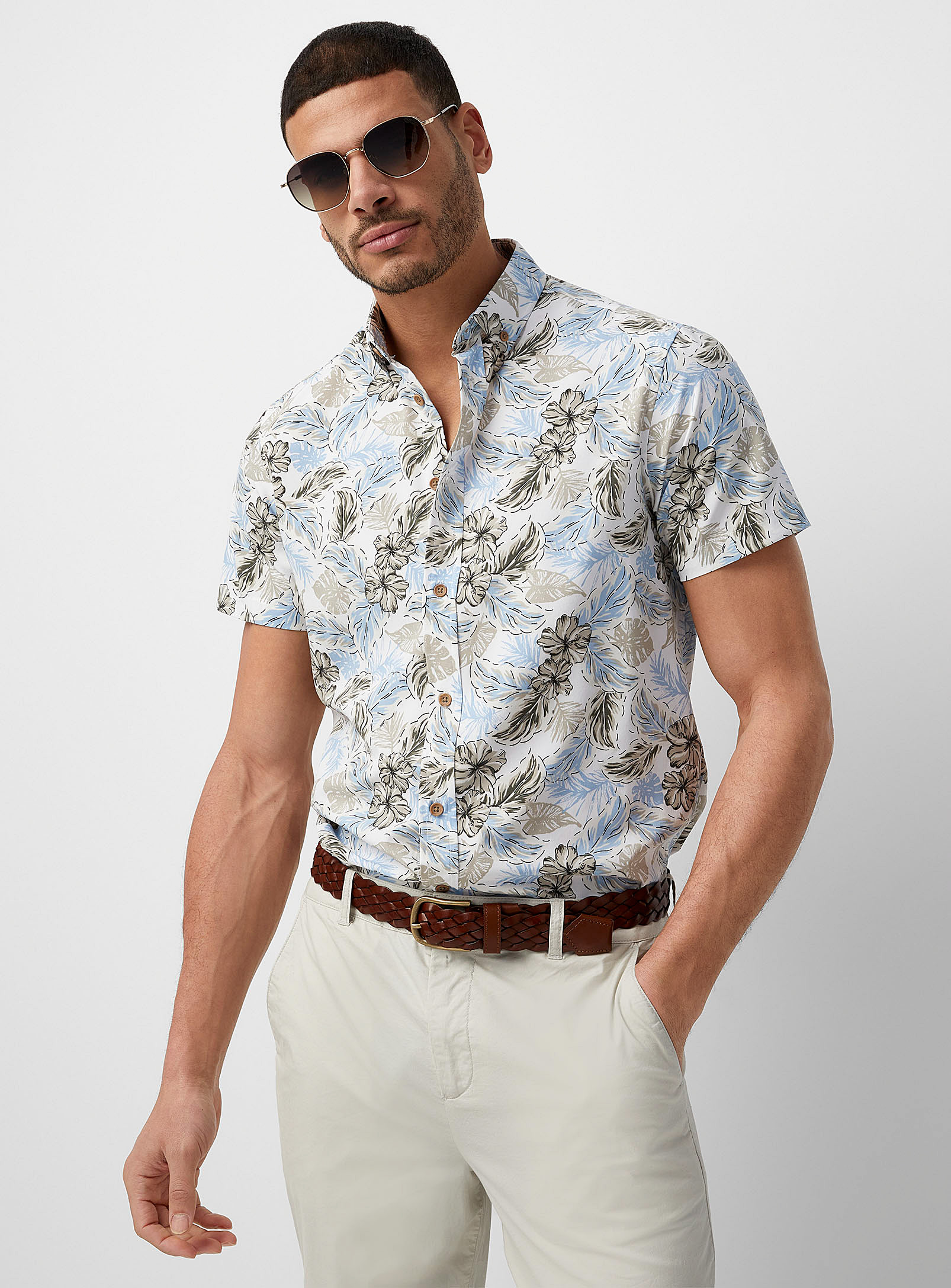 Report Collection Soft Exotic Garden Shirt In White