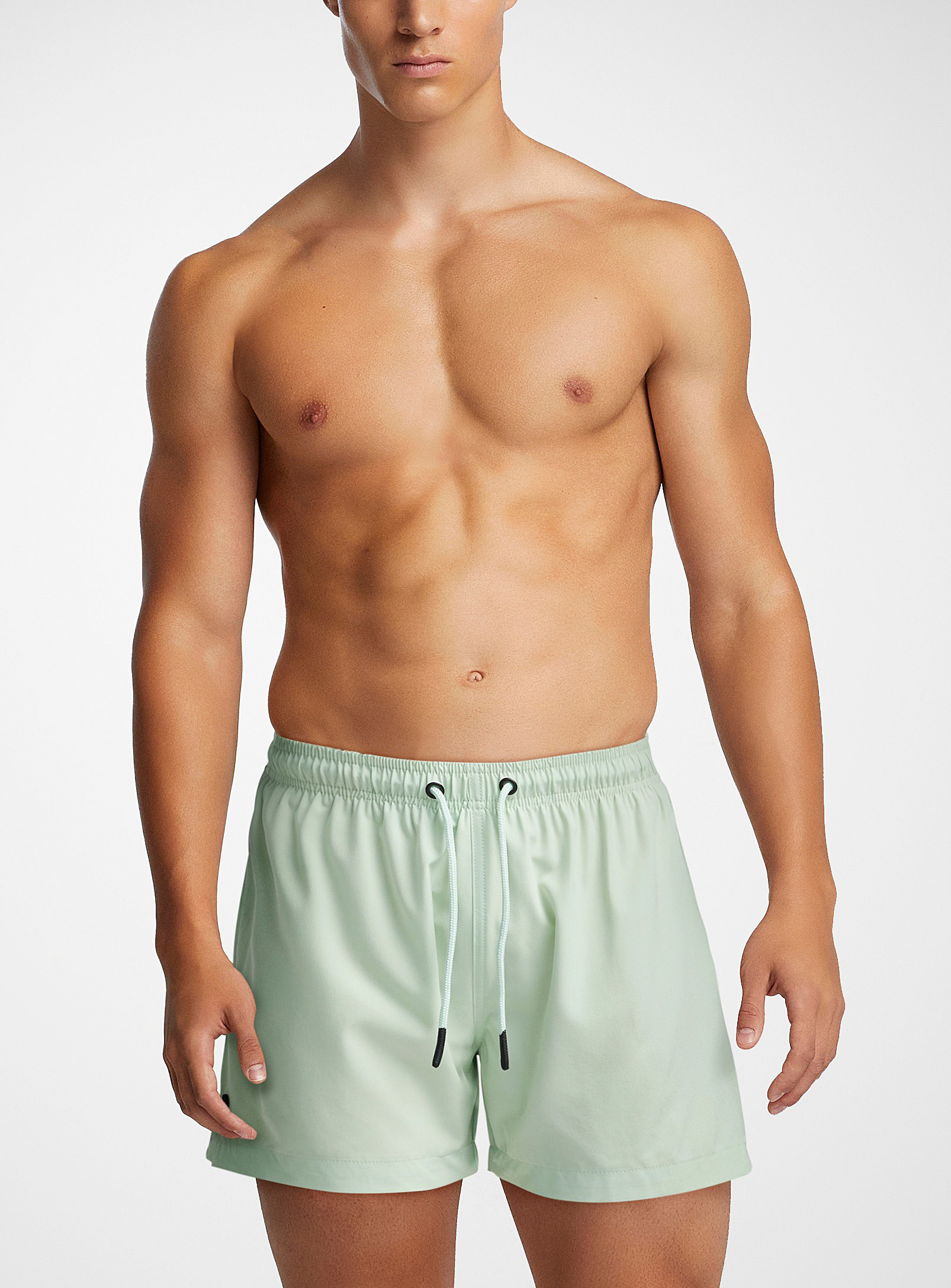 I.fiv5 Solid Colour Swim Trunk In Lime Green