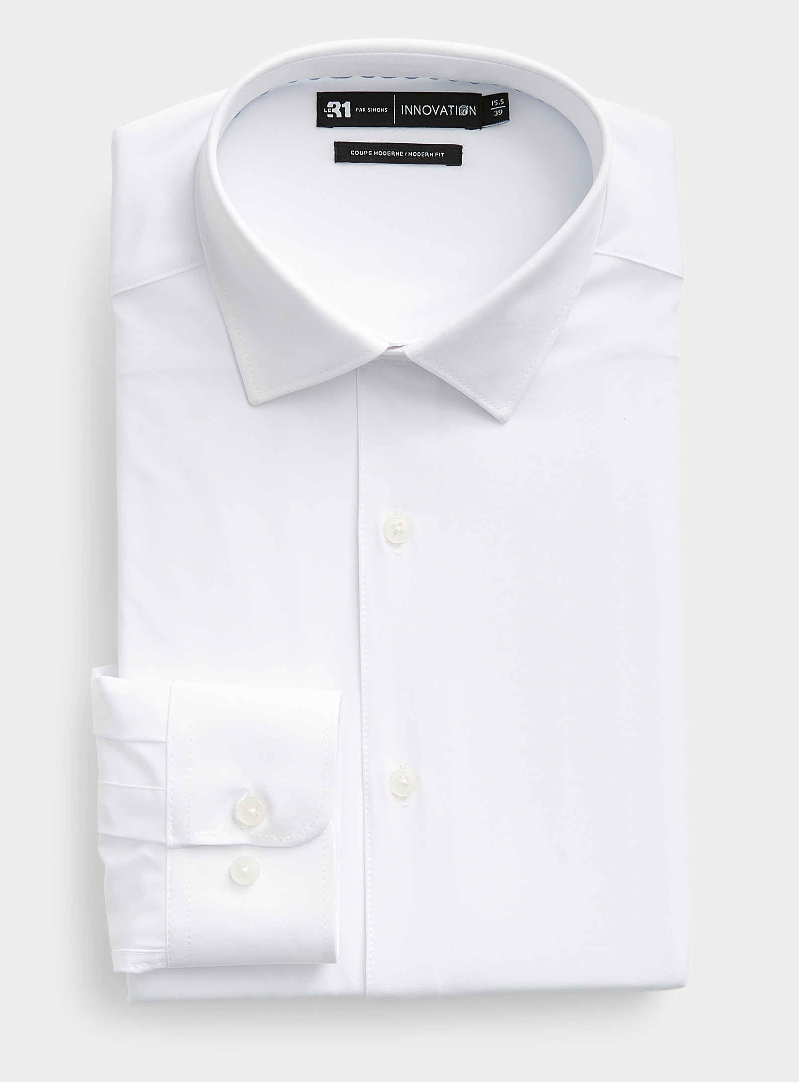 Le 31 Monochrome Fluid Shirt Modern Fit Innovation Collection In White