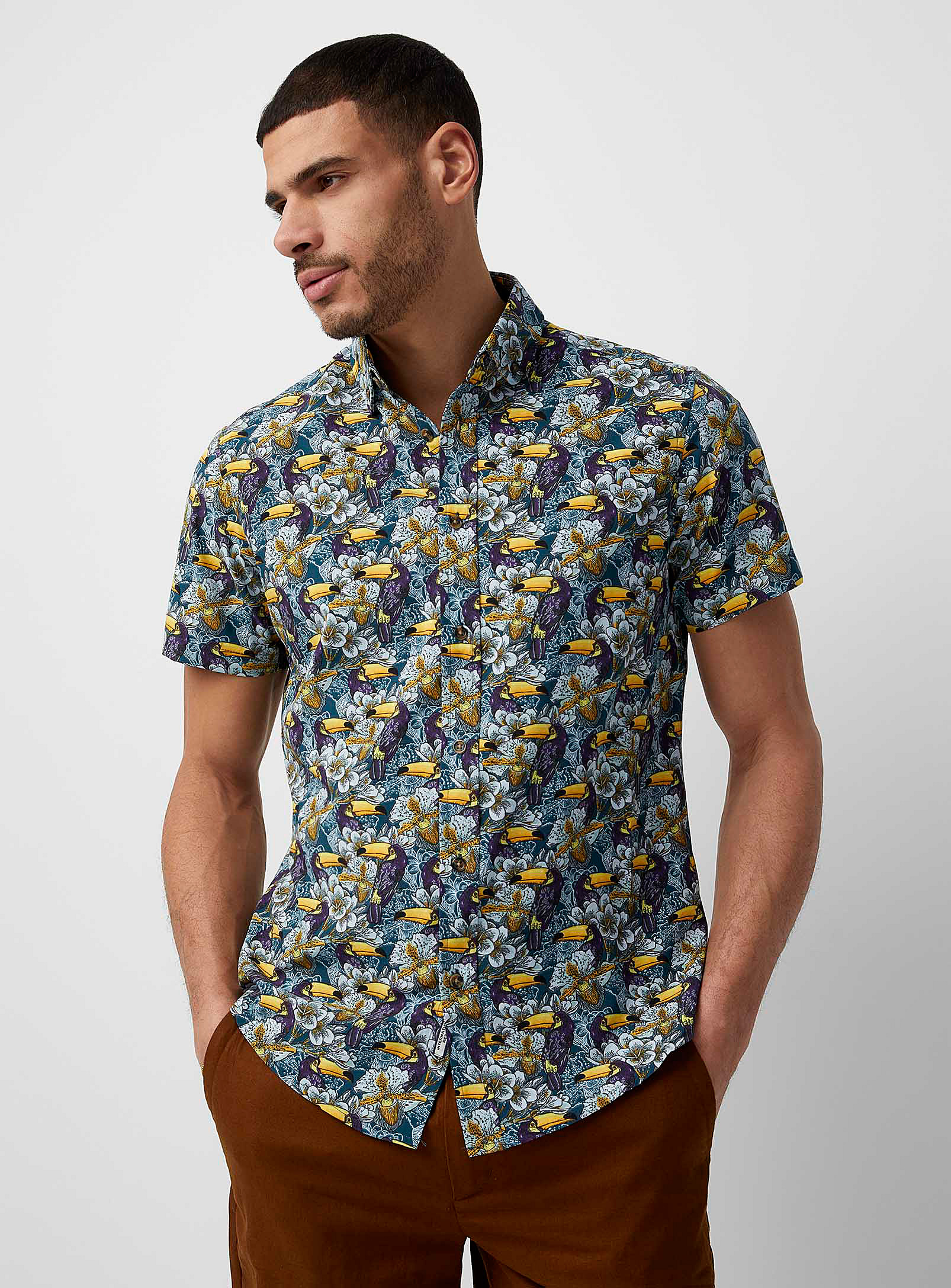 Report Collection Soft Parrots Shirt In Marine Blue