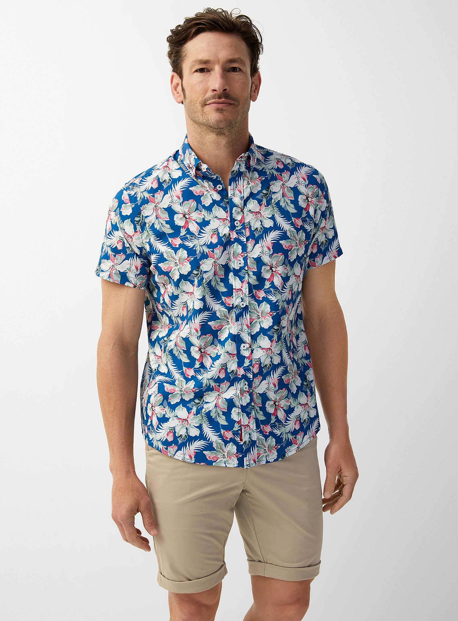 Report Collection Soft Tropical Garden Shirt In Navy/midnight Blue