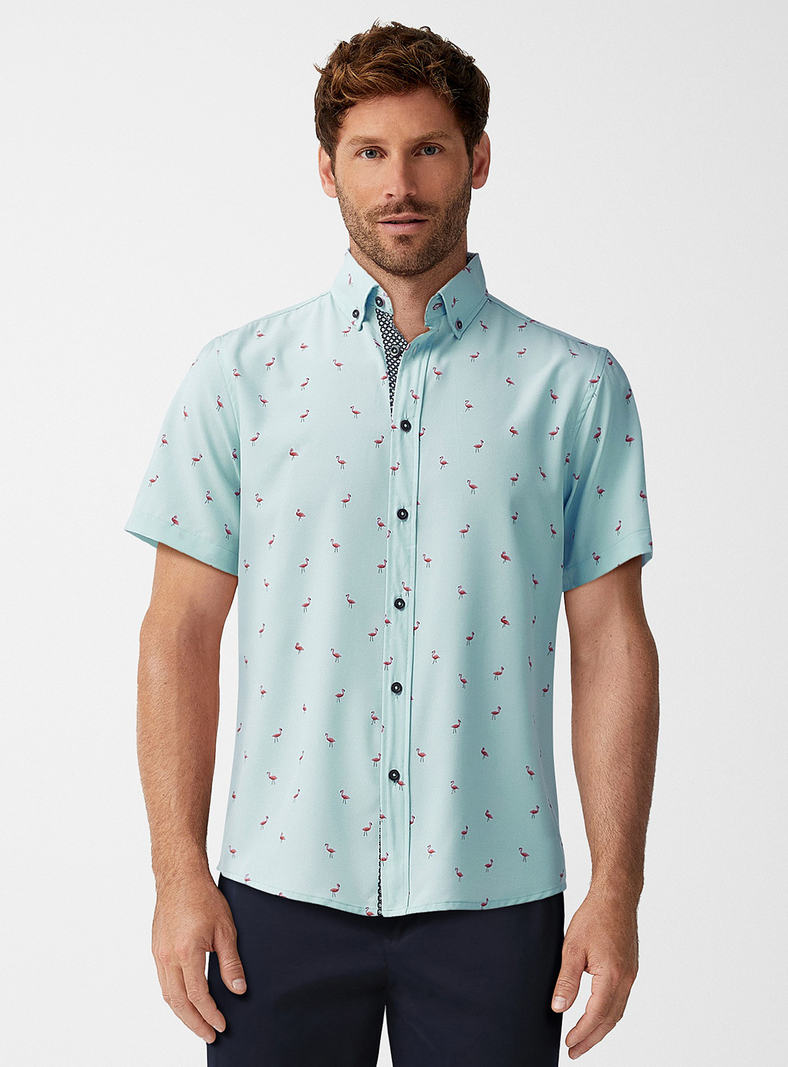 Report Collection Soft Little Flamingos Shirt In Blue