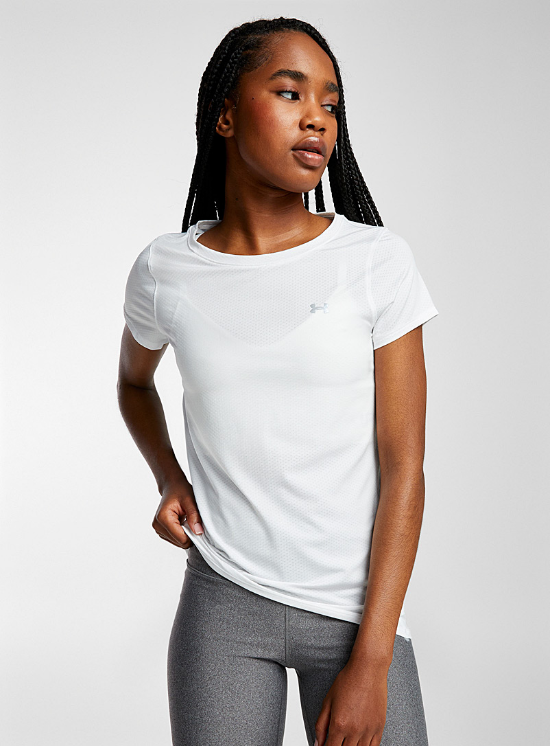 Under Armour: Le t-shirt jacquard plumetis Blanc pour femme
