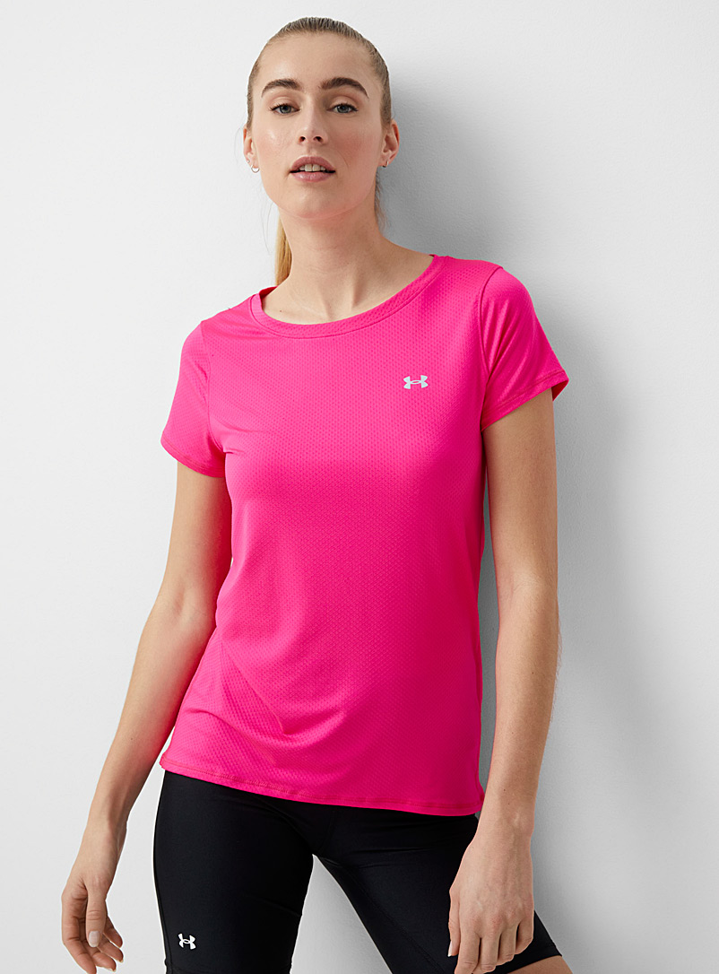 Under Armour: Le t-shirt jacquard plumetis Rose moyen pour femme