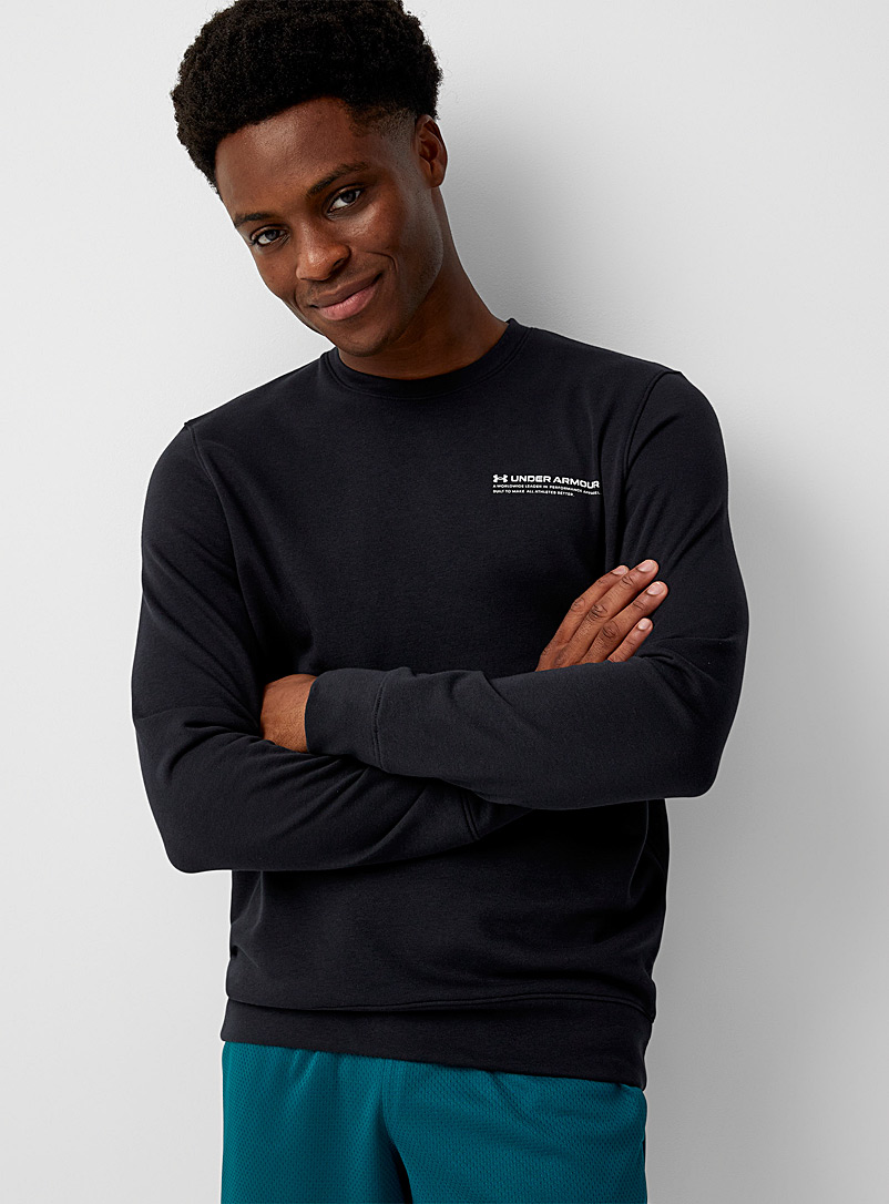 Under Armour Black Twill terry-lined crew neck sweatshirt for men
