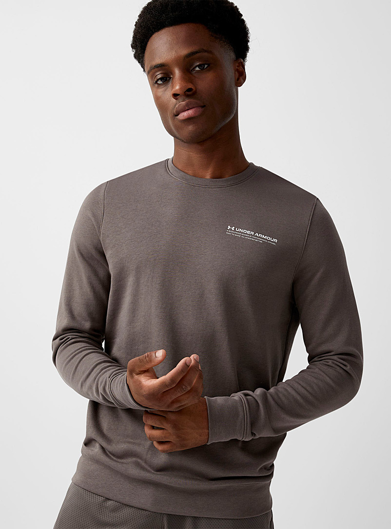 Under Armour Light Brown Twill terry-lined crew neck sweatshirt for men