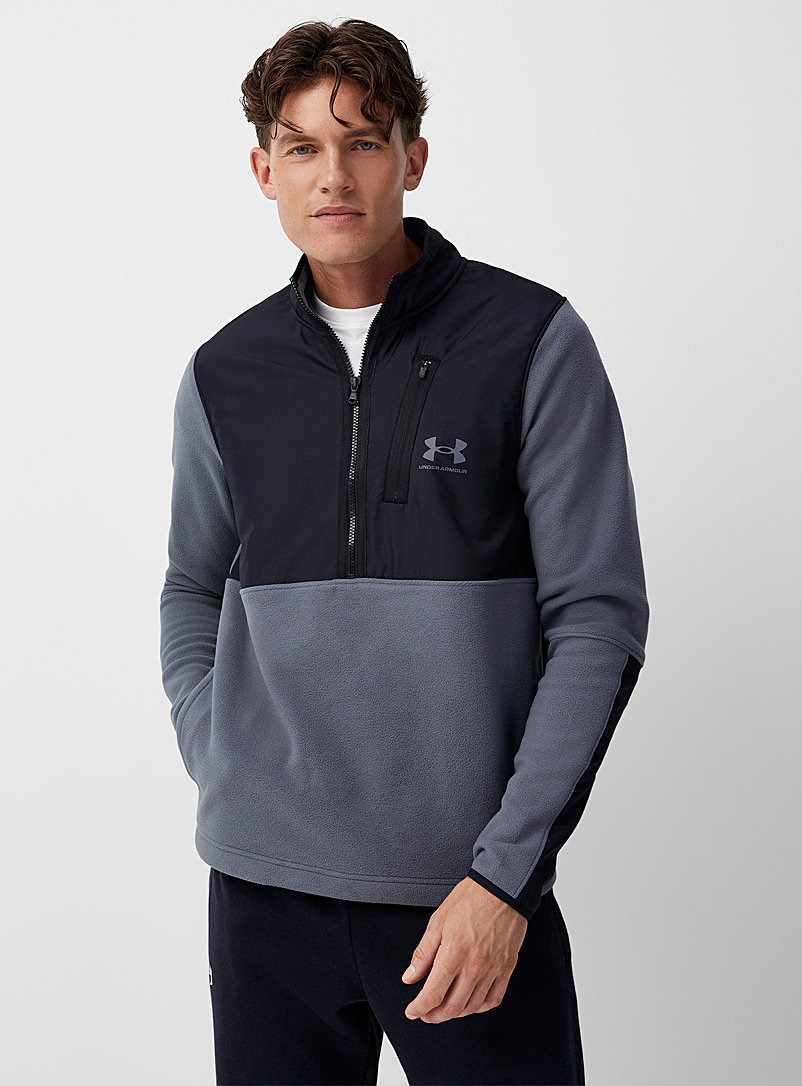 Under Armour Grey Two-tone zipped polar fleece sweatshirt for men