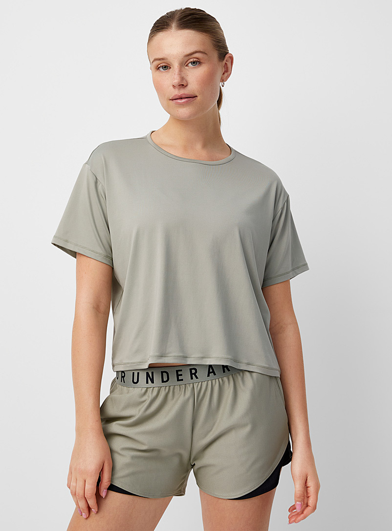 Under Armour: Le t-shirt carré Motion Kaki chartreuse pour femme