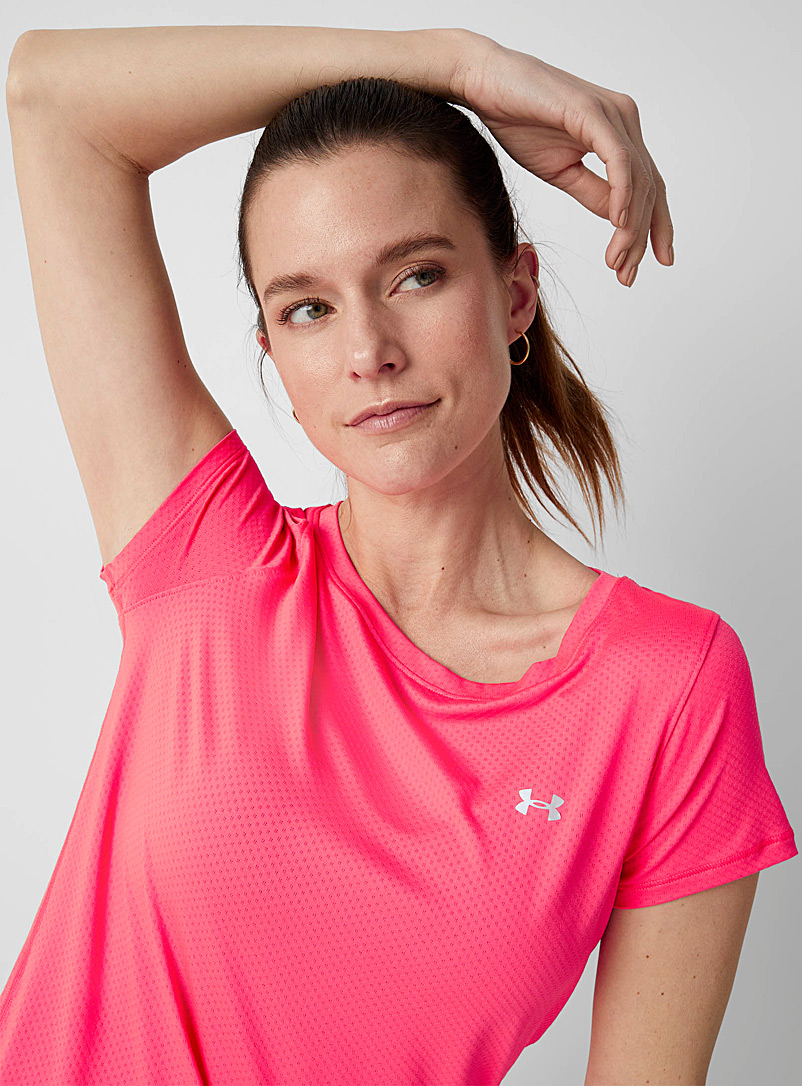 Under Armour Pink HeatGear pointelle fitted tee for women