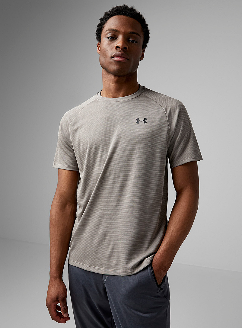 Under Armour: Le t-shirt jersey texturé manches raglan Taupe pour homme