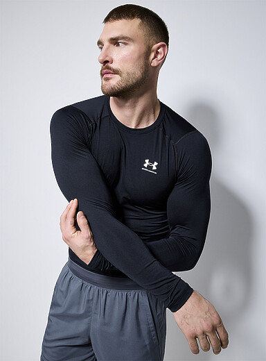 Under Armour Black Flat-seam fitted long sleeve tee for men