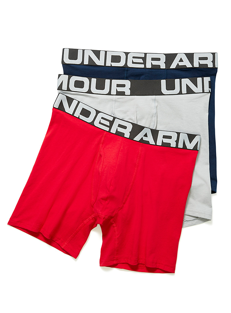 Under Armour Patterned Red Performance jersey boxer brief 3-pack for men