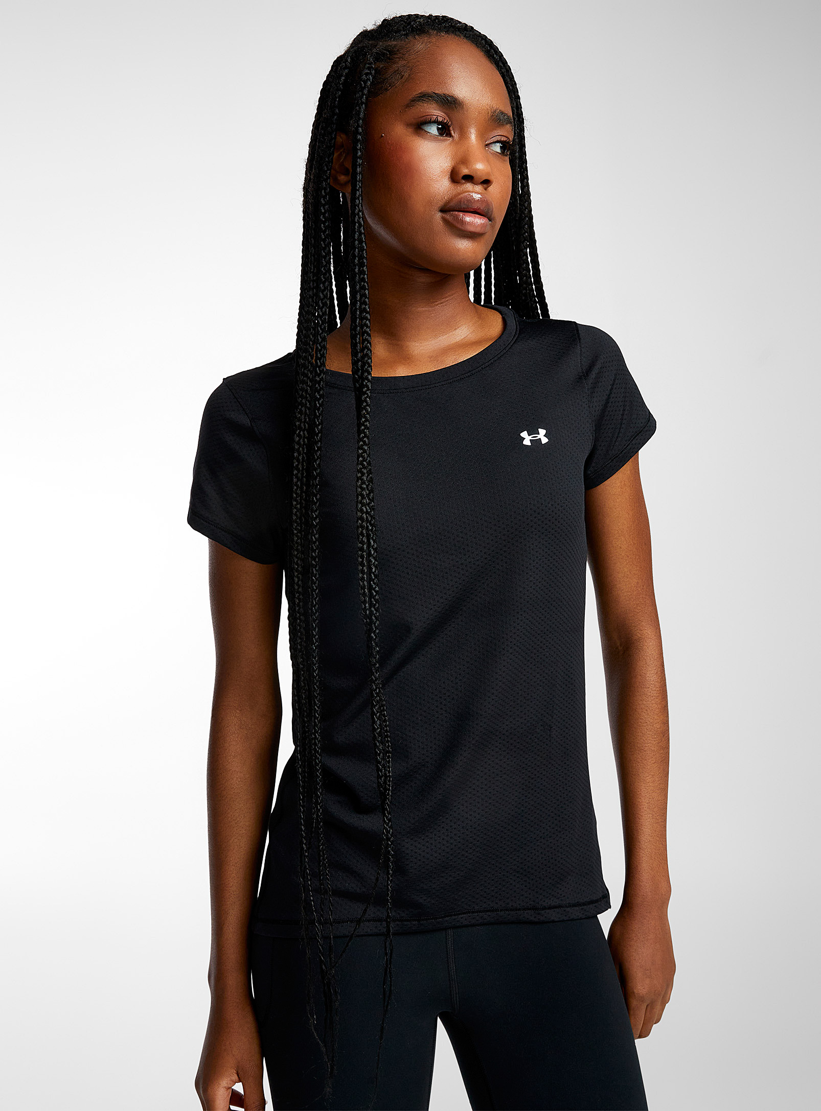 Under Armour Swiss Tulle Jacquard Tee In Black