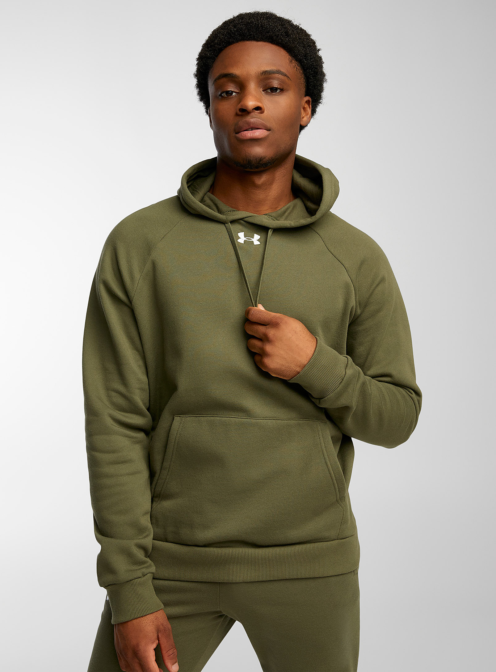 Under Armour Rival Fleece Hoodie In Patterned Green