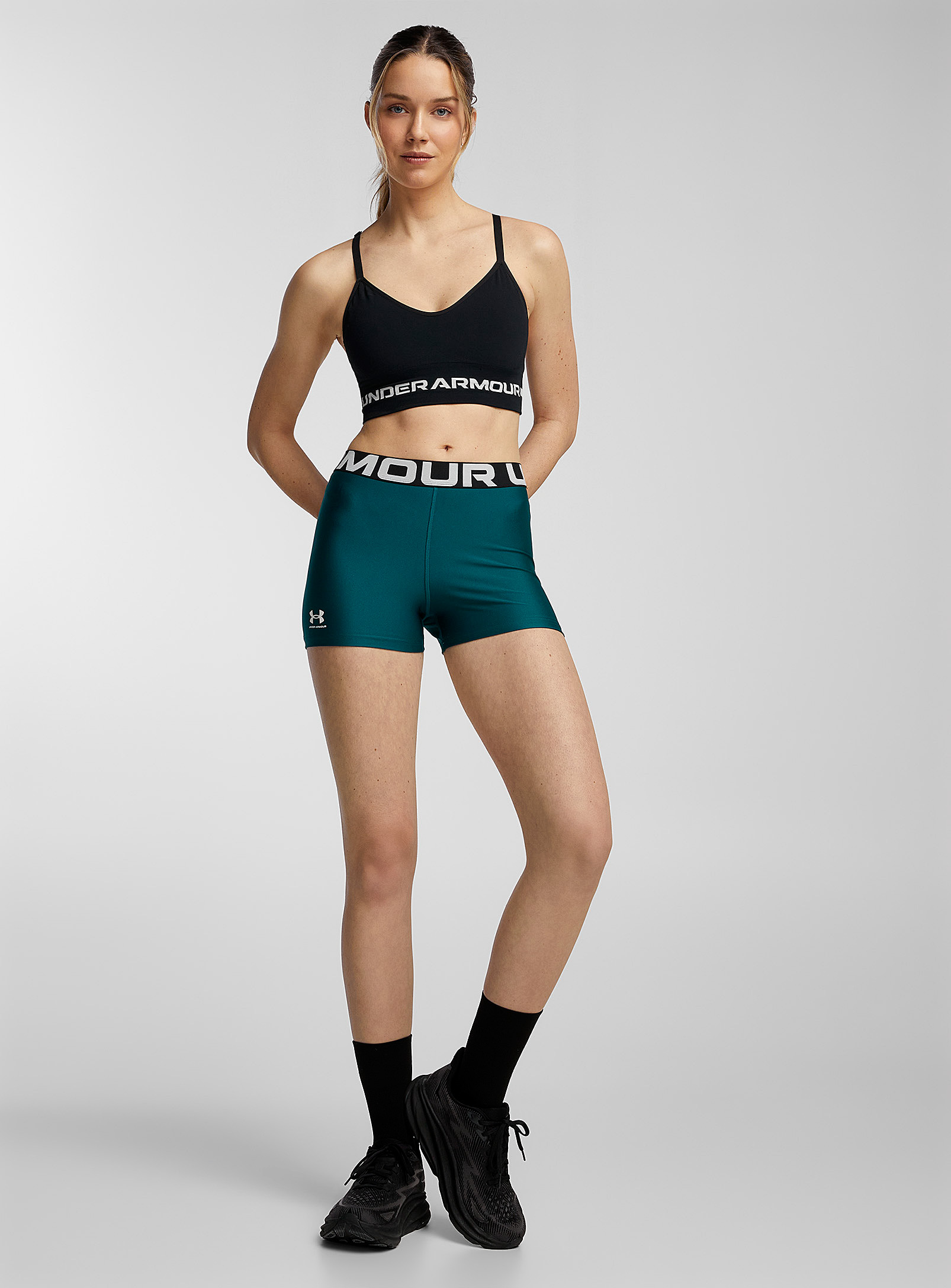 Under Armour 3 Ultra-cropped Logo-band Bike Short In Teal