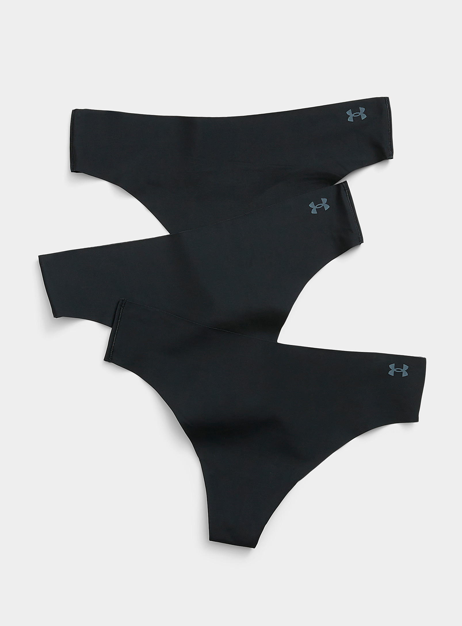 Under Armour No-show Microfibre Thong Set Of 3 In Black