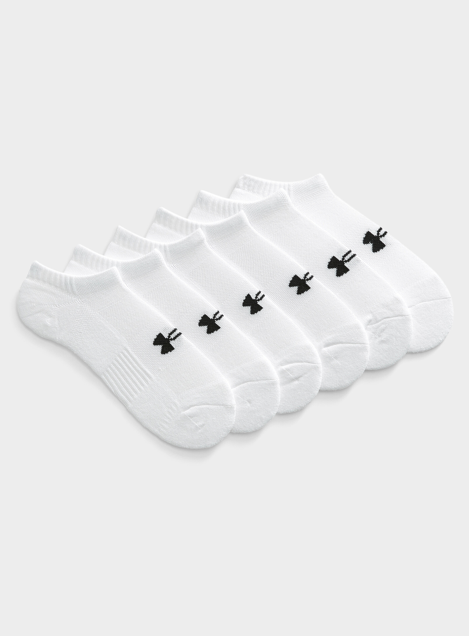Under Armour - No Show cotton training ped socks 6-pack (Men, White, LARGE-XL)