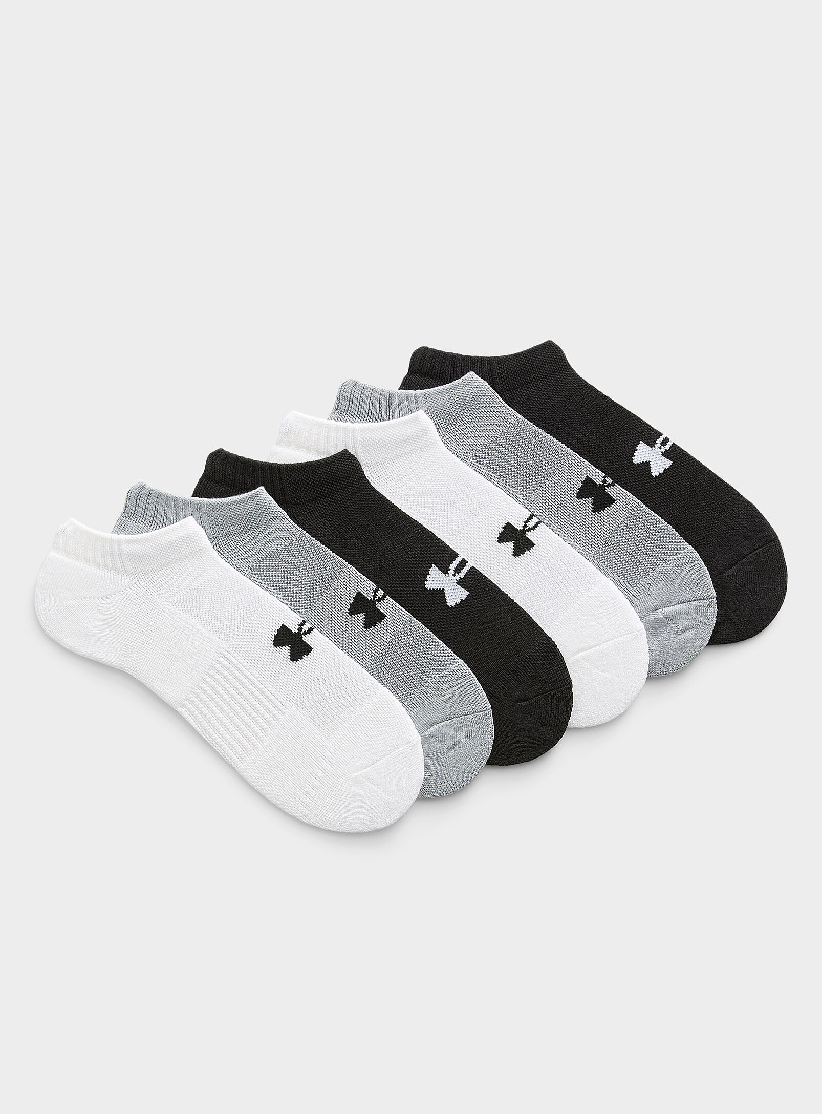 Under Armour - No Show cotton training ped socks 6-pack (Men, Grey, SML-MED)