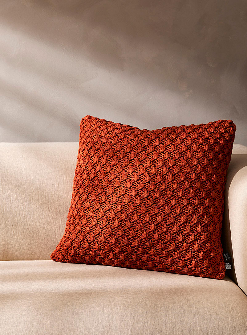 Simons Maison Dark Orange Crocheted cushion 50 x 50 cm