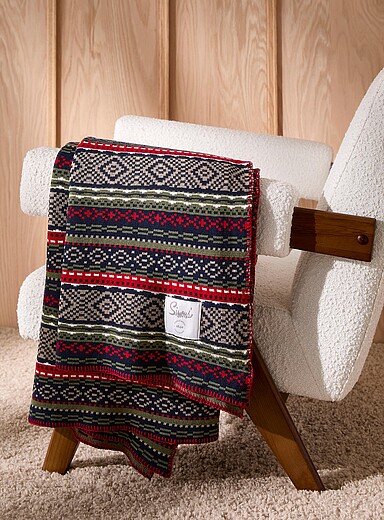 Pure organic cotton Fair Isle throw 130 x 170 cm | Simons Maison ...