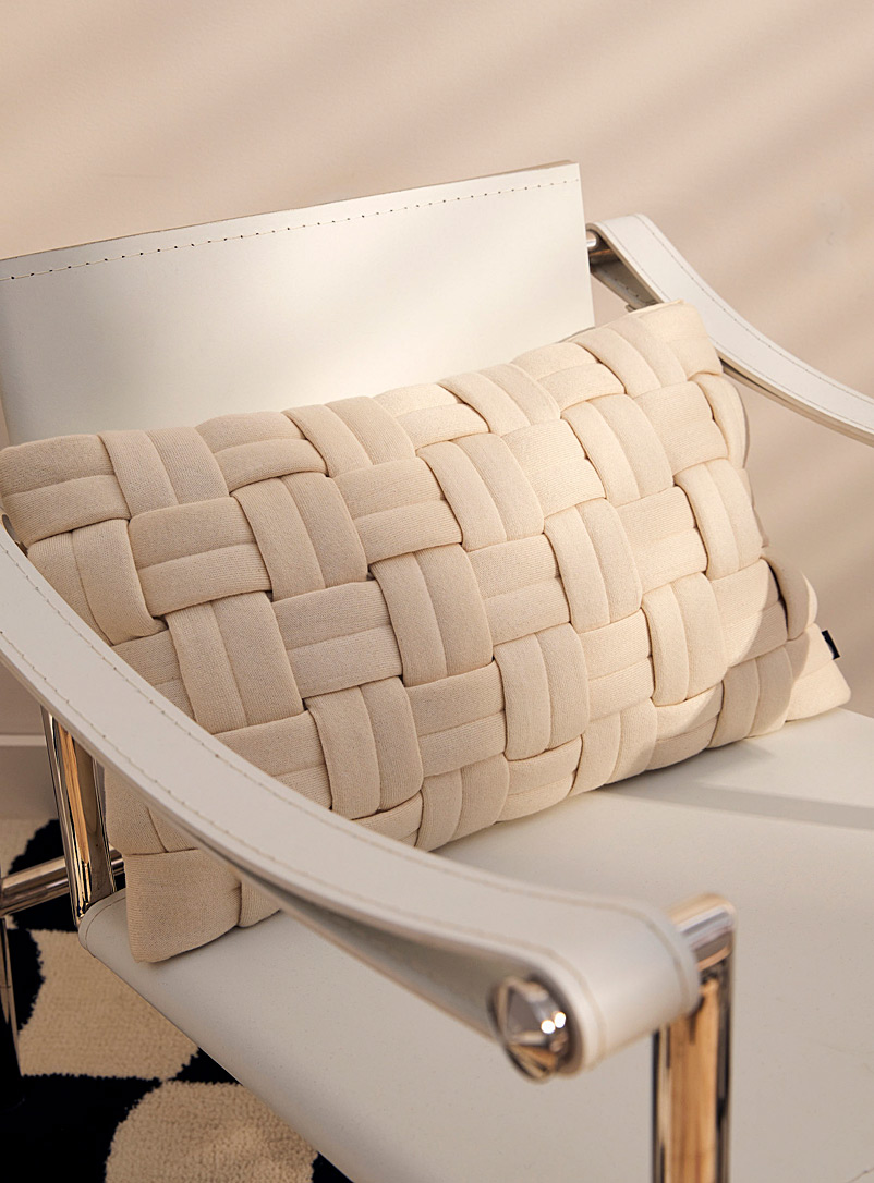 Simons Maison Ivory White XL basket-weave cushion 30 x 50 cm