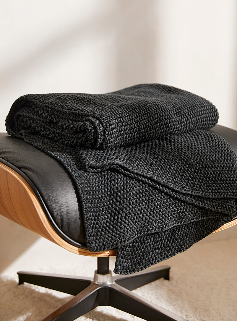 Simons Maison: Le jeté tricot chaleureux 130 x 150 cm Noir