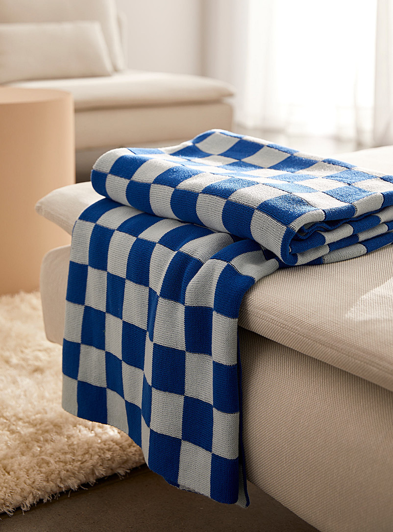 Simons Maison Patterned Blue Checkered throw 130 x 150 cm