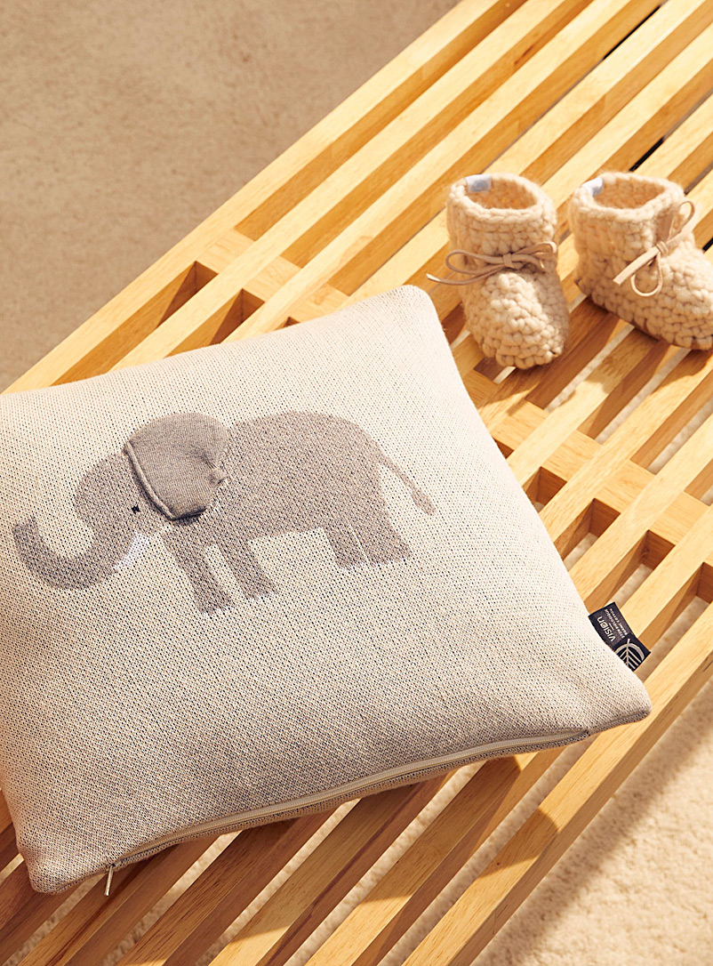 Simons Maison Cream Beige Baby elephant knit cushion 35 x 35 cm