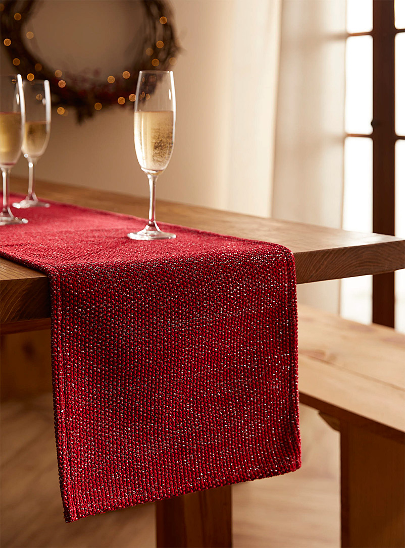 Simons Maison: Le chemin de table rouge festif 33 x 180 cm Rouge