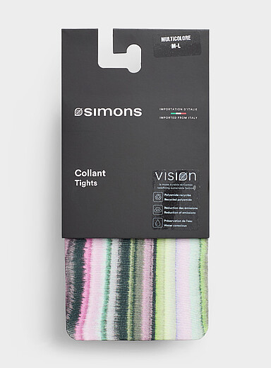Simons Assorted Blended vertical-stripe tights <b>Exclusive collection from Italy</b> for women