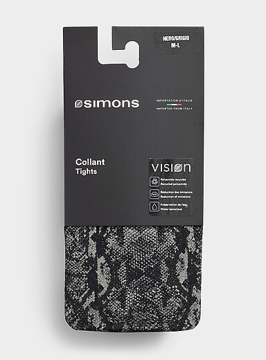 Simons Charcoal Faux-snakeskin tights <b>Exclusive collection from Italy</b> for women