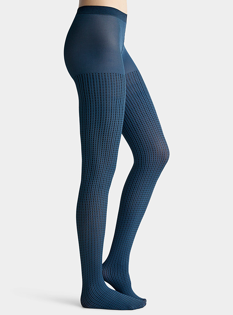Patterned tights - Black/Checked - Ladies