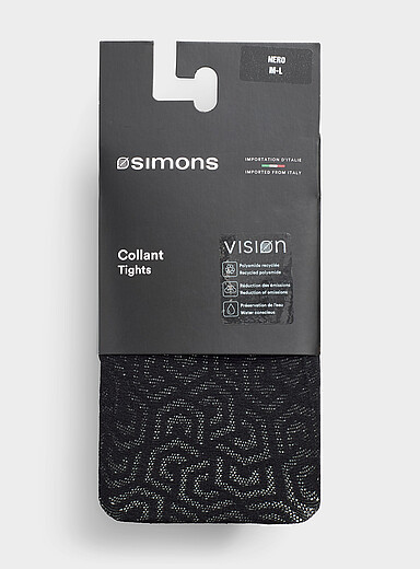 Simons: Le collant diaphane g&eacute;om&eacute;trie en mouvement <b>Collection exclusive d'Italie</b> Noir pour femme