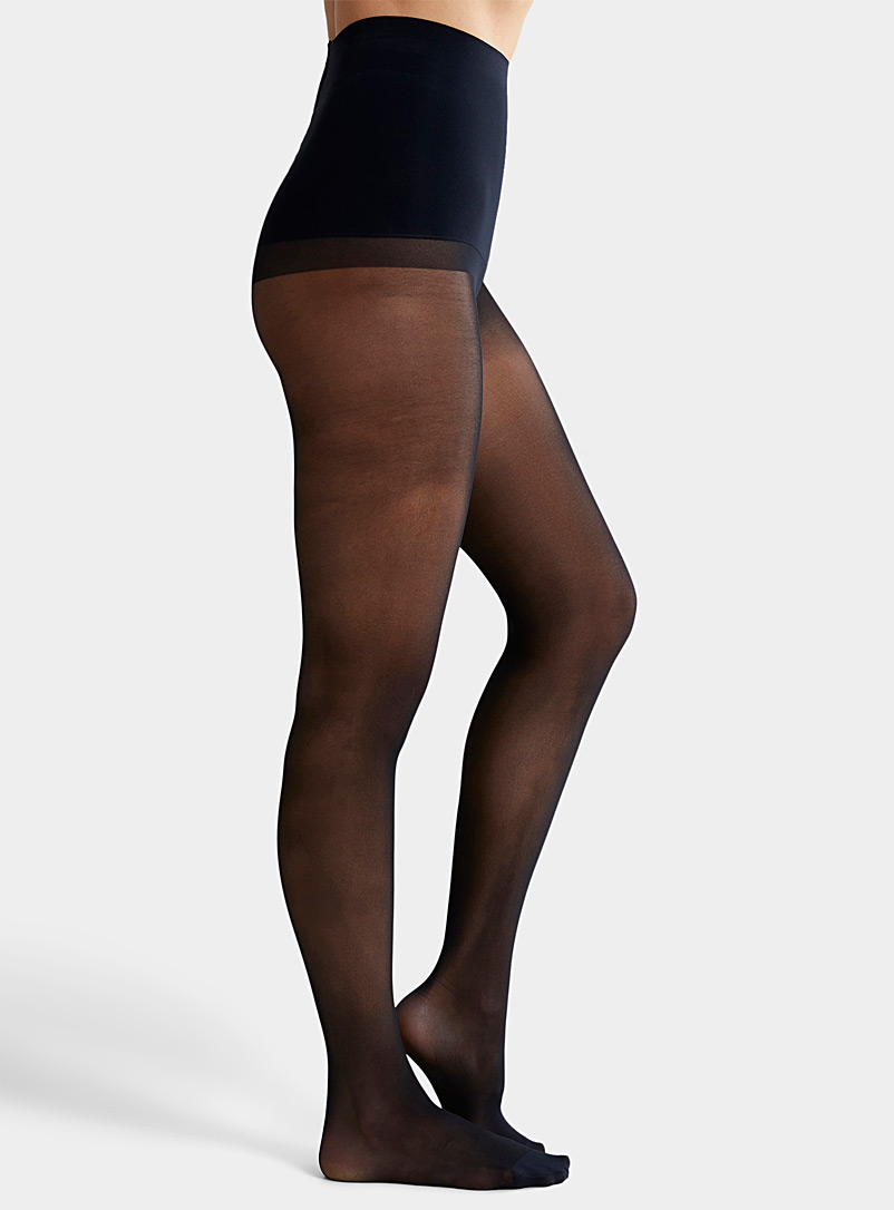 Simons Black Elastic-free waistband Como sheer pantyhose for women