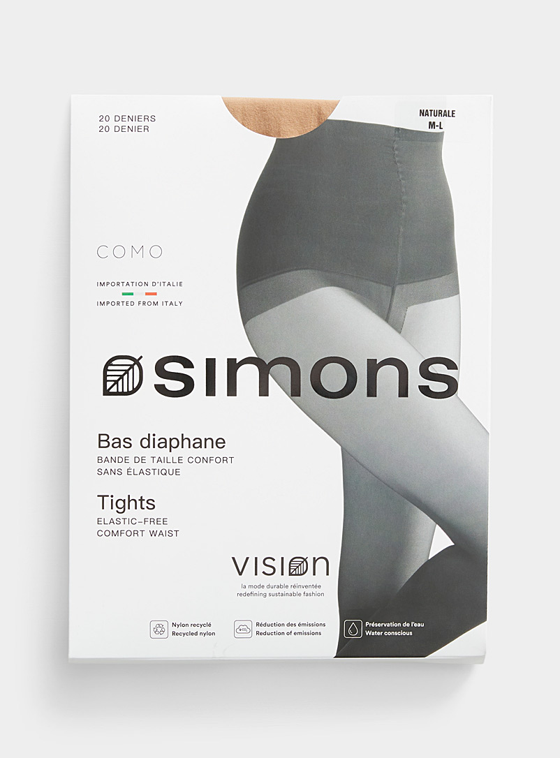 Simons Black Elastic-free waistband Como pantyhose 20 denier - Fine <b>Exclusive collection from Italy</b> for women