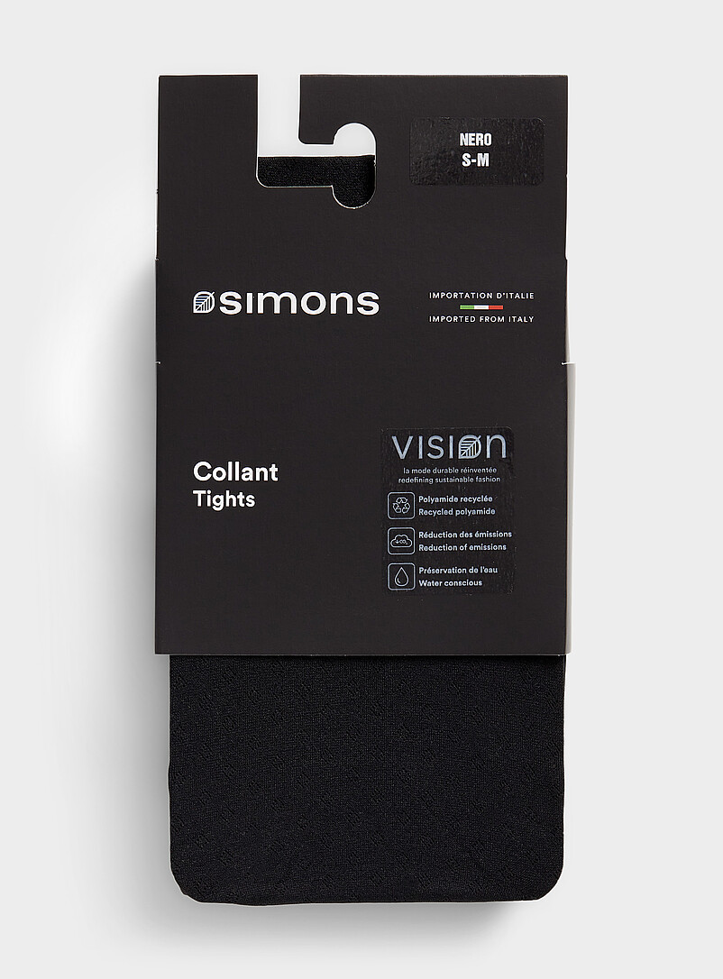 Simons: Le collant tricot pointelle g&eacute;o <b>Collection exclusive d'Italie</b> Noir pour femme