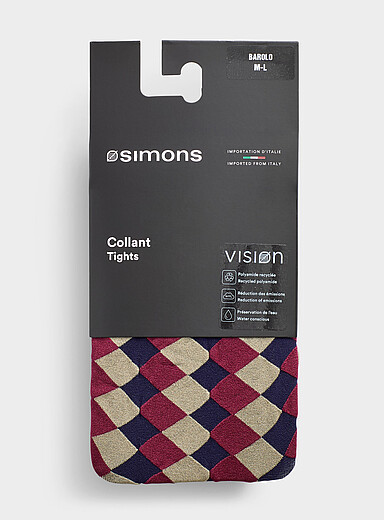 Simons Burgundy Colourful argyle tights <b>Exclusive collection from Italy</b> for women