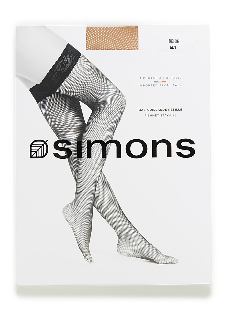 Simons Tan Essential fishnet stay-ups for women